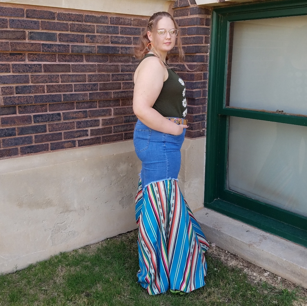 Lucky and Blessed L&B Teal Serape Plus Size Jeans - Picture 3 of 15